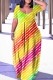 Orange Yellow Casual Print Basic V Neck Short Sleeve Dress Dresses