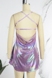 Purple Sexy Solid Backless Spaghetti Strap Sleeveless Dress Dresses