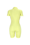 Pink Casual Work Street Solid Patchwork Zipper O Neck Skinny Rompers