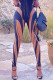 Khaki Casual Street Sportswear Striped See-through Skinny Mid Waist Pencil Positioning Print Bottoms