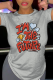 Grey Street Daily Print Patchwork Letter O Neck T-Shirts