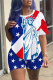 Blue Casual Striped Print Patchwork O Neck Short Sleeve Two Pieces