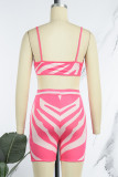 Pink Sexy Casual Backless Asymmetrical U Neck Sleeveless Two Pieces