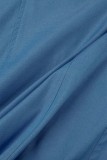 Blue Sexy Solid Patchwork Spaghetti Strap Pencil Skirt Dresses