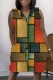 Orange Casual Print Basic V Neck Sleeveless Dress Dresses