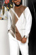 White Men's Casual Color Blocking Long Sleeve Walking Suit-007