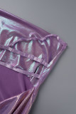Purple Sexy Solid Backless Spaghetti Strap Sleeveless Dress Dresses