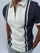 Tibetan Blue Fashion Casual Printed Polo Shirt