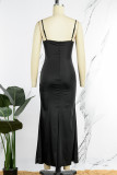 Red Sexy Solid Backless Spaghetti Strap Long Dress Dresses