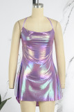 Purple Sexy Solid Backless Spaghetti Strap Sleeveless Dress Dresses