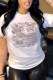 White Street Vintage Print Patchwork O Neck T-Shirts