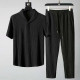 Black Casual Solid Patchwork Turndown Collar Short Sleeve Two Pieces