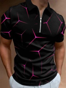Black Fashion Casual Printed Polo Shirt