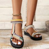 Green Casual Patchwork Round Out Door Shoes