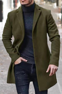 Army Green Street Fashion Casual Business Fitted Coat