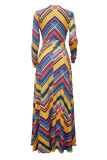 Stripe Casual Work Elegant Striped Frenulum V Neck A Line Dresses(With Belt)