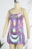 Purple Sexy Solid Backless Spaghetti Strap Sleeveless Dress Dresses