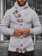 Grey Casual Solid Patchwork Buttons Turtleneck Outerwear
