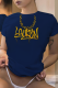 Navy Blue Casual Street Print Patchwork O Neck T-Shirts