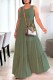Army Green Casual Solid Basic O Neck Long Dress Dresses