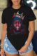 Black Casual Street Print Patchwork O Neck T-Shirts