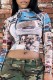 Apricot Casual Print Basic Turtleneck Tops