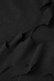 Black Sexy Solid Ripped Slit O Neck Sleeveless Dress Dresses