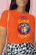 Orange Casual Daily Print Patchwork O Neck T-Shirts
