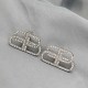 Silver White Street Simplicity Letter Rhinestone Earrings