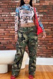 Apricot Casual Print Basic Turtleneck Tops