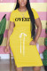 Yellow Fashion Casual O Neck Letter Print Belt Plus Size