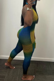 Red Sexy Casual Street Celebrities Color Lump Patchwork Frenulum Halter Skinny Jumpsuits