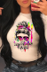 White Casual Daily Print Skull Patchwork O Neck Tops
