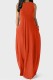Orange Casual Solid Basic O Neck Long Dress Dresses