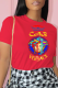 Red Casual Daily Print Patchwork O Neck T-Shirts
