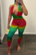 Red Sexy Casual Street Celebrities Color Lump Patchwork Frenulum Halter Skinny Jumpsuits
