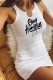 White Casual Letter Print Basic U Neck Sleeveless Dress Dresses