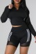 Black Casual Solid Patchwork V Neck Long Sleeve Two Pieces