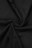 Black Sexy Solid Ripped Slit O Neck Sleeveless Dress Dresses