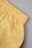 Yellow Casual Solid Patchwork Pocket Zipper High Waist Straight Solid Color Bottoms