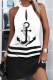 Black Casual Print Hollowed Out Backless Halter Sleeveless Dress Dresses