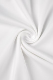 White Sexy Solid Hollowed Out O Neck Long Sleeve Dresses