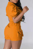 Red Sexy Solid Patchwork Turndown Collar Short Sleeve Two Pieces
