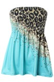 Rose Red Sexy Casual Print Backless Strapless Tops