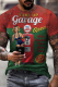 Red Casual Print Patchwork O Neck Tops