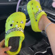 Fluorescent Yellow Casual Daily Hollowed Out Patchwork Chains Round Comfortable Shoes