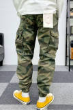 Camouflage Casual Street Camouflage Print Patchwork High Waist Pencil Full Print Pants