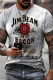 White Casual Print Patchwork O Neck Tops