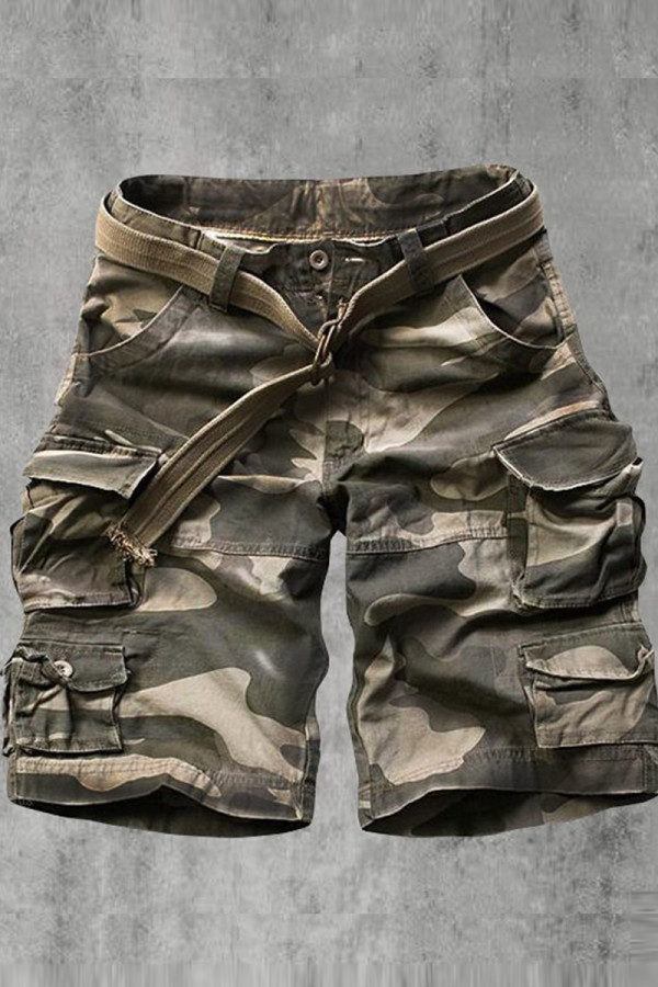 Army Green Mens Outdoor Camouflage Casual Shorts