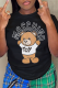 Black Casual Cute Print Patchwork Letter O Neck T-Shirts